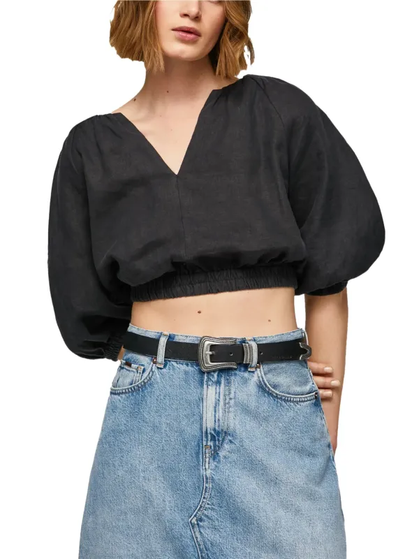 Hüfthohe Jeansrock mit Gürtel Hüfthohe Jeansrock mit Gürtel