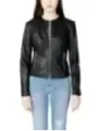 Schwarze Armani Exchange Lederjacke Reißverschluss