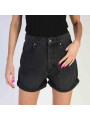 Schwarze Denim-Shorts mit Knopf
