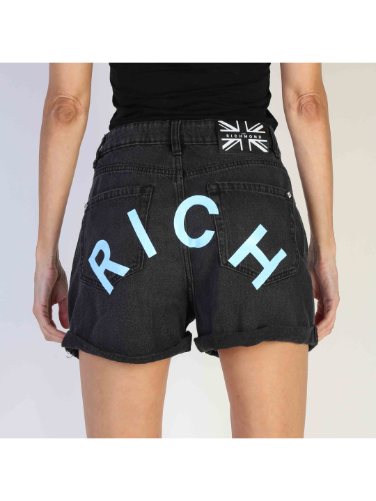 Schwarze Denim-Shorts mit Logo