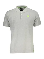 Graues GMV Poloshirt mit Stickerei & Kontrastdetails