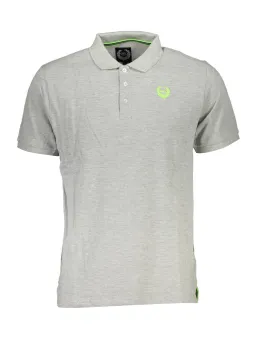 Graues GMV Poloshirt mit Stickerei & Kontrastdetails