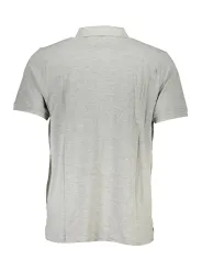 Graues GMV Poloshirt mit Stickerei & Kontrastdetails