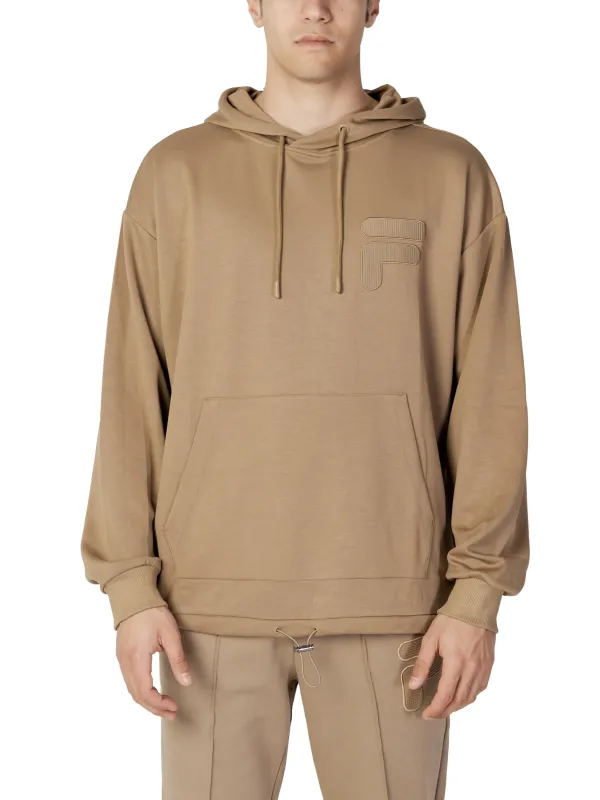 Tan Fila Hoodie Modell Vorderansicht Tan Fila Hoodie Modell Vorderansicht