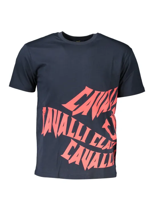 "Cavalli Class T-Shirts im Sale | Cavalli Class Logo TShirt Blau Normale Passform Rundhals online kaufen"|Planet-Deluxe