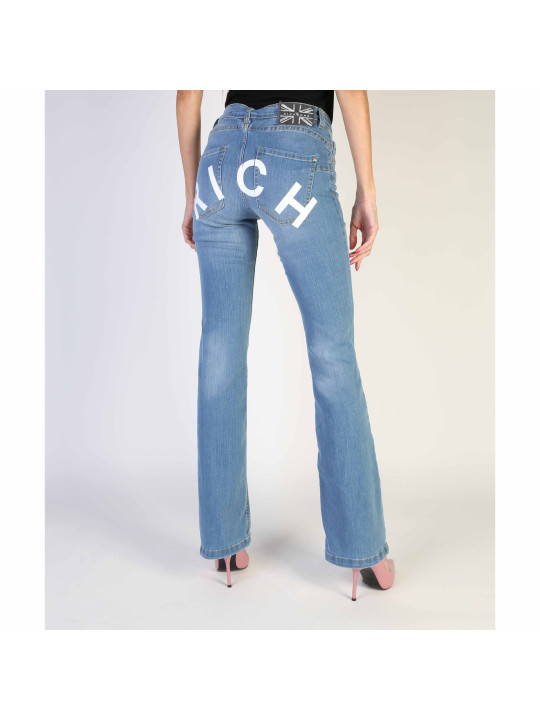 Helle Bootcut Jeans mit Schriftzug