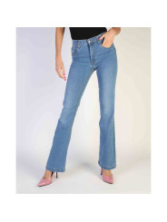 Dunkle blaue Jeans, hoher Bund
