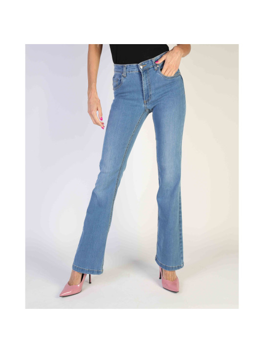 Dunkle blaue Jeans, hoher Bund