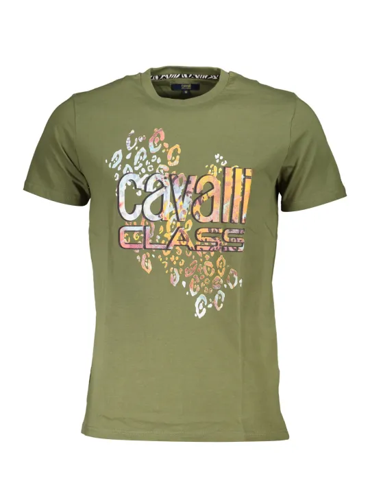 "Cavalli Class T-Shirts im Sale | Cavalli Class Logo TShirt Grün Kurzarm Rundhals online kaufen"|Planet-Deluxe
