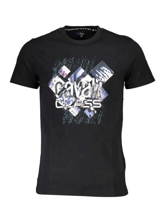 "Cavalli Class T-Shirts im Sale | Cavalli Class Logo TShirt Schwarz Rundhals Kurzarm online kaufen"|Planet-Deluxe