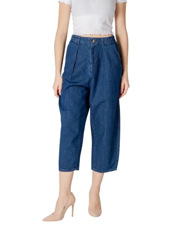 Dunkle Denim-Culottes mit hoher Taille Dunkle Denim-Culottes mit hoher Taille