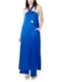 Royalblaues Satin-Halterkleid mit Cutout