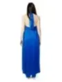 Royalblaues Satin-Maxikleid mit Schleife