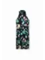 Schwarzes Kleid mit floralem Muster
