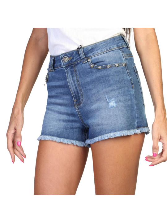 Blaue Jeans Shorts mit Fransen