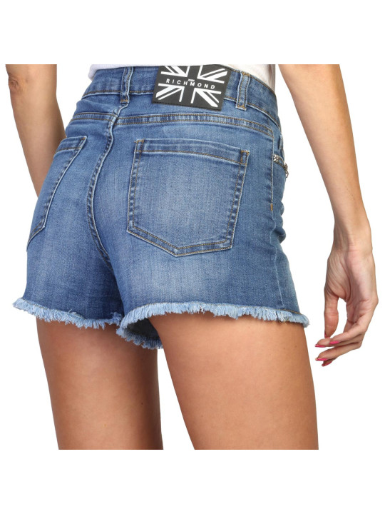 Blaue Denim-Shorts mit Fransen