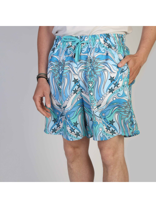 Grüne Shorts mit Muster und Kordelzug