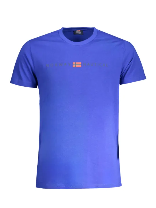 "Stylisches Blaues Rundhals T-Shirt mit NORWAY 1963 Logo"