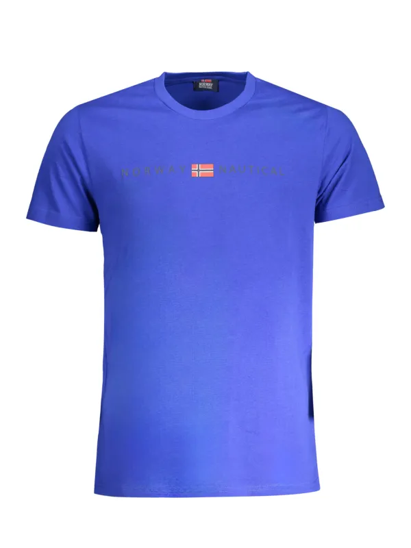 "Stylisches Blaues Rundhals T-Shirt mit NORWAY 1963 Logo"
