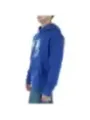 Blauer Kapuzenpullover mit weißem Logo