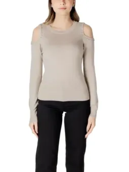 Haferflocken Kalt-Schulter Langarm-Pullover