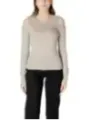 Haferflocken Kalt-Schulter Langarm-Pullover