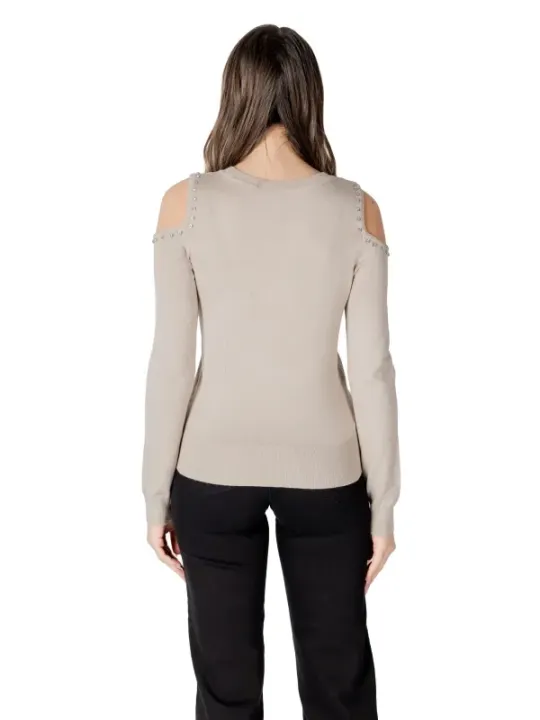 Tan, langärmliger Pullover mit Rundhalsausschnitt