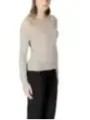 Beiger Wollpullover mit Schulterfreizug