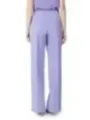 Lila hochtaillierte weite Stoffhose Damen