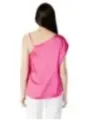 Fuchsia Satin-Ein-Schulter-Bluse Top