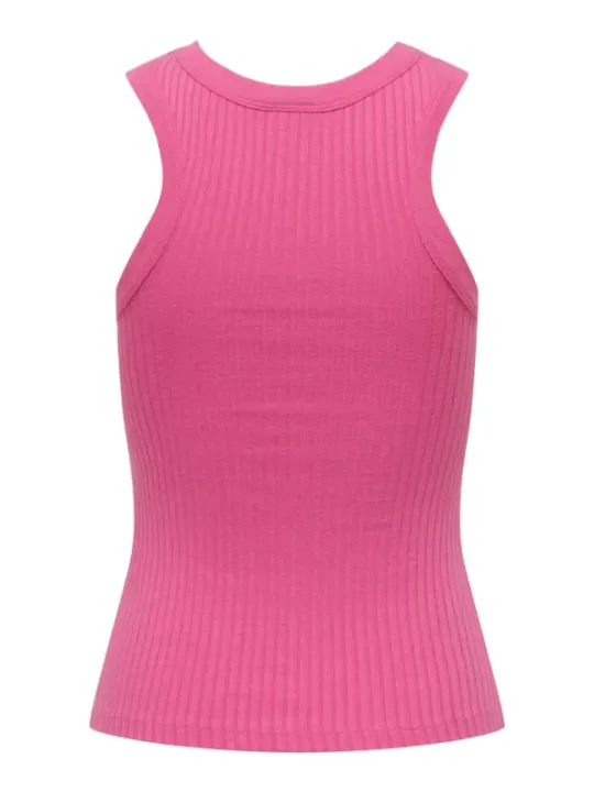 Rib-gestricktes, ärmelloses Tanktop mit Schlitzen