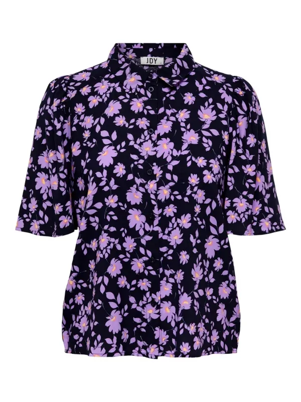 Schwarze Bluse mit Blumenmuster Schwarze Bluse mit Blumenmuster