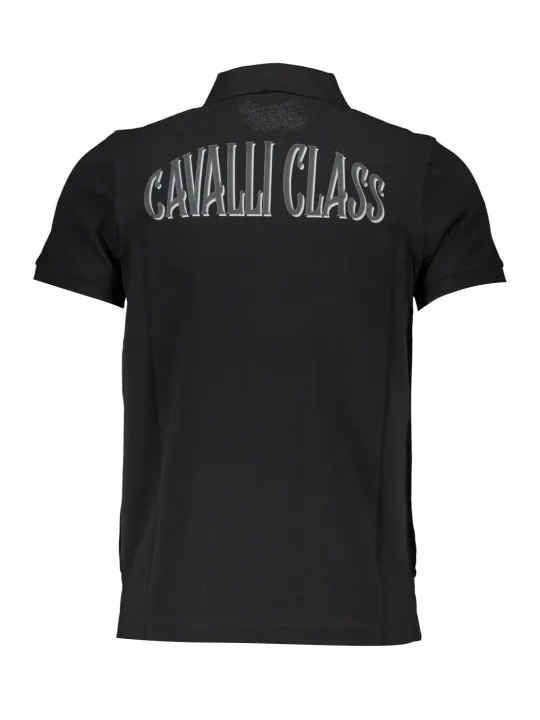 "Cavalli Class Poloshirts im Sale | Cavalli Class Schwarz Polo mit Print und Logo online kaufen"|Planet-Deluxe