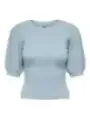 Geripptes blaues Blattmuster Kurzarm-Shirt
