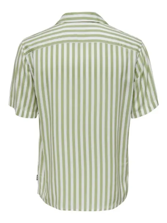 Grün-weiß gestreiftes Kurzarmhemd Only & Sons