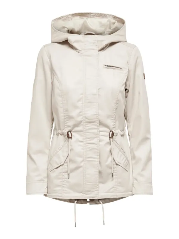 Beige Kapuzenjacke mit Kordelzug in der Taille Beige Kapuzenjacke mit Kordelzug in der Taille