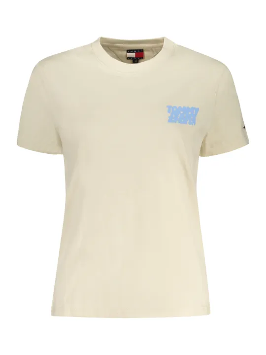 "Tommy Hilfiger T-Shirts im Sale | Tommy Hilfiger Damen T-Shirt DW0DW21338_BEACG - Kurzarm, Rundhals, Druck & Stickerei, Logo, 95% Regenerative Baumwolle online kaufen"|Planet-Deluxe