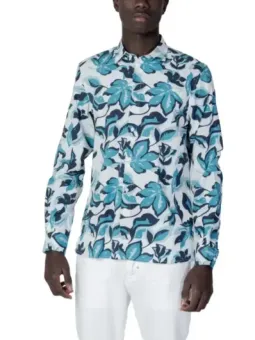 Blaues Blumenhemd mit leichtem Stoff