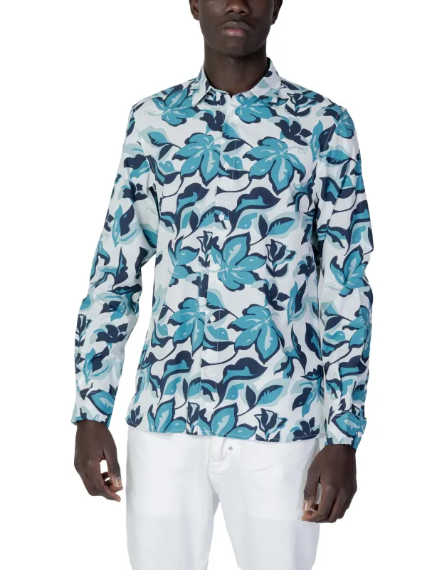 Blaues Blumenhemd mit leichtem Stoff Blaues Blumenhemd mit leichtem Stoff