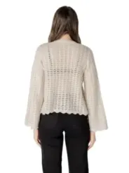 Beige gehäkelte Bluse mit Glockenärmeln
