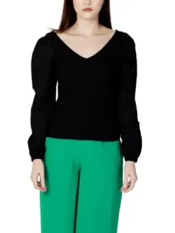 Schwarzer V-Ausschnitt Pullover lockere Passform