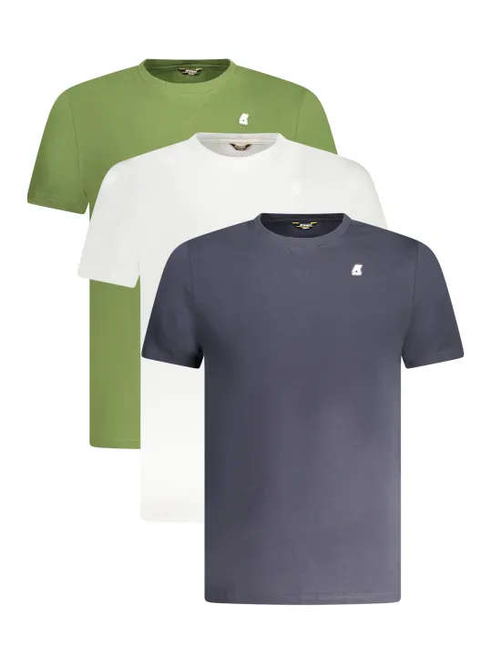 "K-WAY T-Shirts im Sale | Dreierpack Kurzarm TShirts Rundhals KWAY Logo GrünWeißBlau online kaufen"|Planet-Deluxe