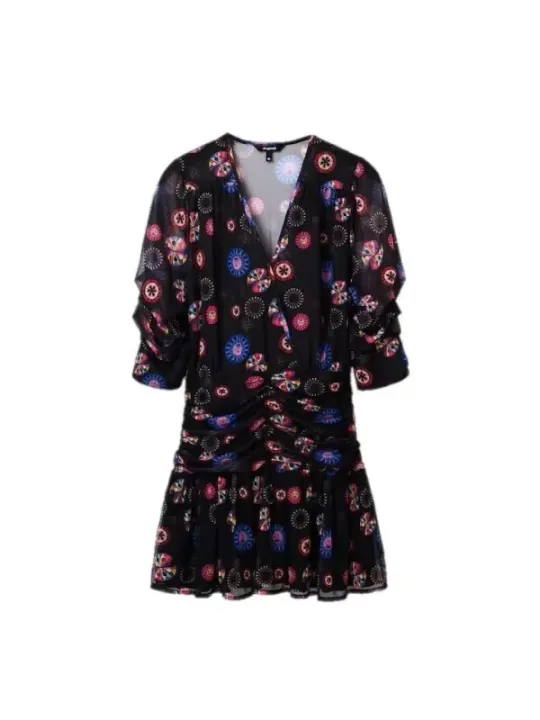 Blumiges, kurzes Kleid mit Rüschen