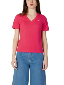 Rosa Calvin Klein V-Ausschnitt T-Shirt