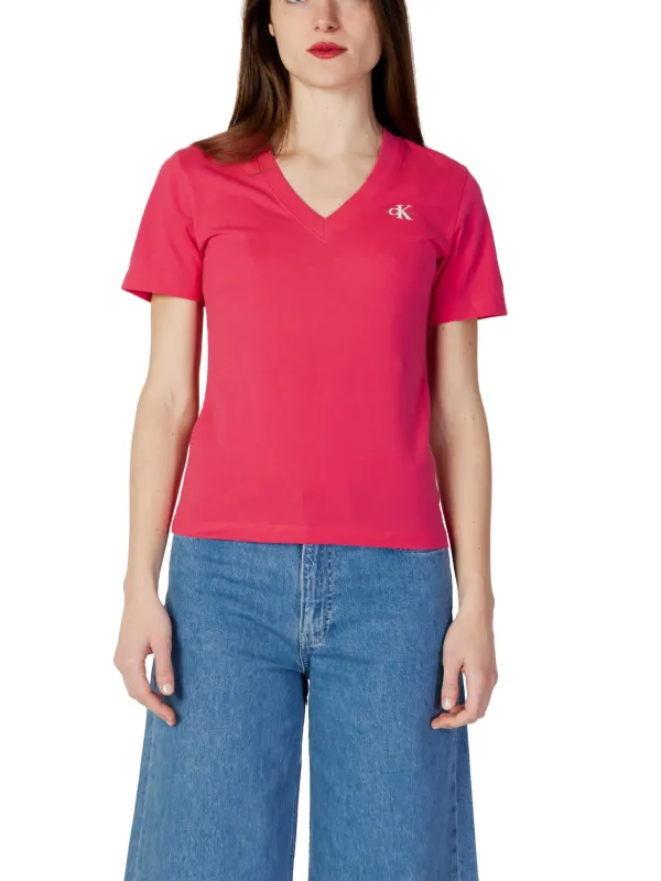 Rosa Calvin Klein V-Ausschnitt T-Shirt Rosa Calvin Klein V-Ausschnitt T-Shirt