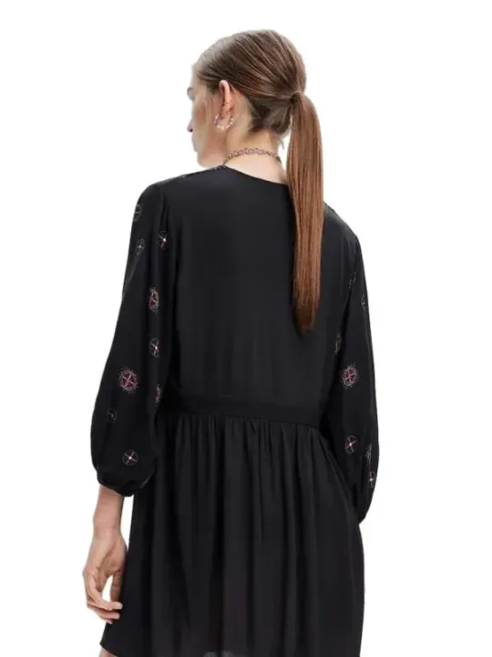 Schwarzes Desigual Kleid mit Stickerei