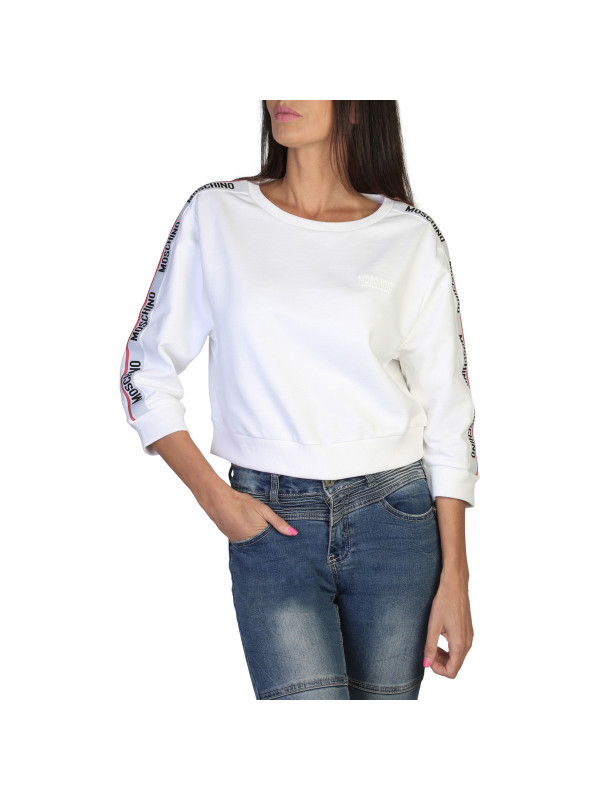 Weiße Moschino Sweatshirt mit Jeans Weiße Moschino Sweatshirt mit Jeans