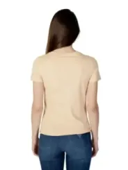 Beiges Baumwoll-T-Shirt mit Logo