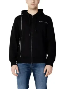 Schwarzer Herren Kapuzenpullover mit Reißverschluss