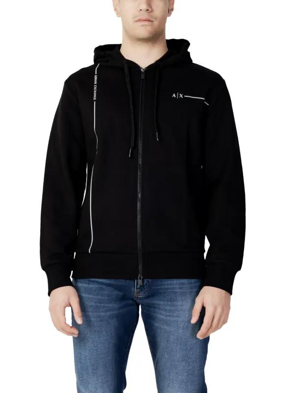 Schwarzer Herren Kapuzenpullover mit Reißverschluss Schwarzer Herren Kapuzenpullover mit Reißverschluss